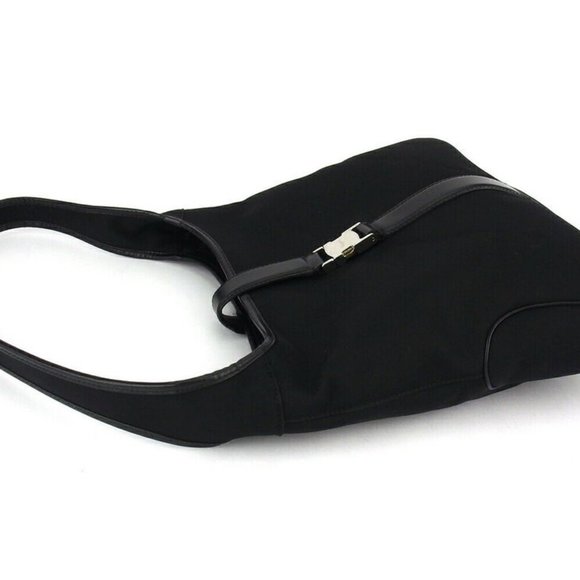 Authentic Salvatore Ferragamo shoulder bag logo canvas leather